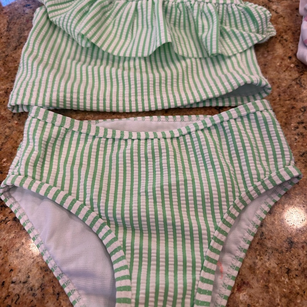 Bonnie Baby Mint and White Striped Swimsuit